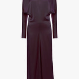 Victoria Beckham - Long Sleeve Draped Midi Dress In Fig