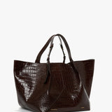 Victoria Beckham - W11 Jumbo Tote In Dark Brown Croc Embossed Leather