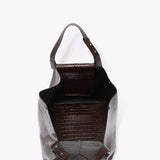 Victoria Beckham - W11 Jumbo Tote In Dark Brown Croc Embossed Leather