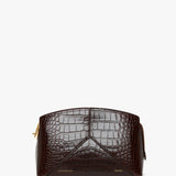 Victoria Beckham - Victoria Clutch Bag In Dark Brown Croc Embossed Leather