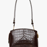 Victoria Beckham - Victoria Crossbody Bag In Dark Brown Croc Embossed Leather