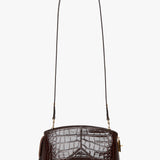 Victoria Beckham - Victoria Crossbody Bag In Dark Brown Croc Embossed Leather