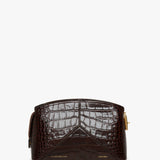 Victoria Beckham - Victoria Crossbody Bag In Dark Brown Croc Embossed Leather