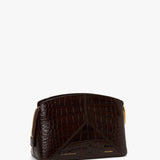 Victoria Beckham - Victoria Crossbody Bag In Dark Brown Croc Embossed Leather