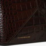 Victoria Beckham - Victoria Crossbody Bag In Dark Brown Croc Embossed Leather