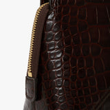 Victoria Beckham - Victoria Crossbody Bag In Dark Brown Croc Embossed Leather