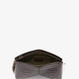 Victoria Beckham - Victoria Crossbody Bag In Dark Brown Croc Embossed Leather