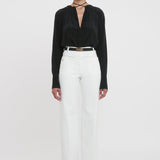 Victoria Beckham - Gather Detail Tie Blouse In Black