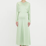 Victoria Beckham - Long Sleeve Draped Midi Dress In Jade