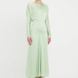 Victoria Beckham - Long Sleeve Draped Midi Dress In Jade