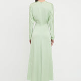 Victoria Beckham - Long Sleeve Draped Midi Dress In Jade