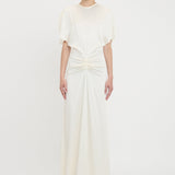 Victoria Beckham - Gathered Waist Floor-Length Dress In Ivory