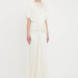 Victoria Beckham - Gathered Waist Floor-Length Dress In Ivory