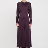 Victoria Beckham - Long Sleeve Draped Midi Dress In Fig