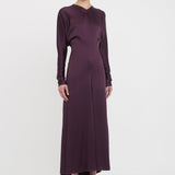 Victoria Beckham - Long Sleeve Draped Midi Dress In Fig