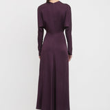 Victoria Beckham - Long Sleeve Draped Midi Dress In Fig