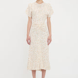 Victoria Beckham - Gathered Waist Midi Dress In Floral Ovation Peach