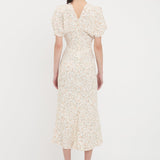 Victoria Beckham - Gathered Waist Midi Dress In Floral Ovation Peach