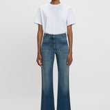 Victoria Beckham - Exclusive Alina High Waisted Jean In Mid Blue