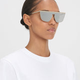 Victoria Beckham - Geometric Visor Sunglasses In Silver-Mirror