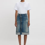 Victoria Beckham - Placket Detail Denim Skirt In Heavy Vintage Indigo Wash