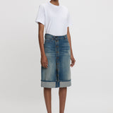 Victoria Beckham - Placket Detail Denim Skirt In Heavy Vintage Indigo Wash