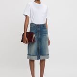 Victoria Beckham - Placket Detail Denim Skirt In Heavy Vintage Indigo Wash