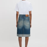 Victoria Beckham - Placket Detail Denim Skirt In Heavy Vintage Indigo Wash