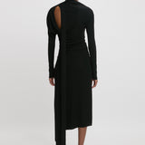 Victoria Beckham - Slash-Neck Ruched Midi Dress In Black