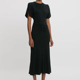 Victoria Beckham - Gathered Waist Midi Dress In Black