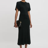 Victoria Beckham - Gathered Waist Midi Dress In Black