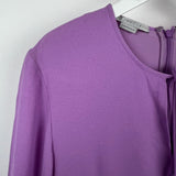 Stella McCartney Lilac Long Sleeve Pleated Waist Midi Dress with V-Neck Tie Detail Size IT 42 (UK 10) RRP £900