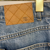 Chanel Blue Flared Jeans with Crystal CC Logo Detail Size FR 34 (UK 6)