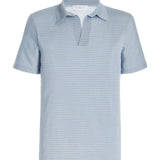 GABRIELA HEARST - Stendhal Knit Short Sleeve Polo in Halogen Blue & Camel Cashmere