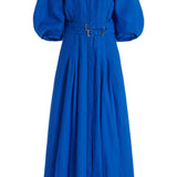 GABRIELA HEARST - Elea Pleated Maxi Dress in Sapphire Aloe Linen