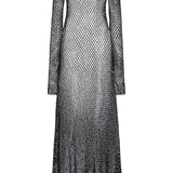 GABRIELA HEARST - Xavier Crochet Maxi Dress in Black Beaded Cashmere