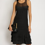 Chanel 03/P Black Silk Tiered Midi Dress FR 38 (UK 10)