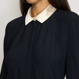 Chanel 97/A Navy Long Sleeve Midi Dress with Detachable Collar Detail FR "Petit" (UK 12)