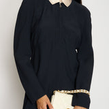 Chanel 97/A Navy Long Sleeve Midi Dress with Detachable Collar Detail FR "Petit" (UK 12)