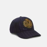 Veronica Beard - Pinstriped Wool Baseball Cap | Logo Crest