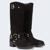 DUCIE - Elle Suede Buckle Boots