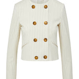 Veronica Beard - Winslow Pinstriped Collarless Jacket