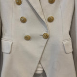 Balmain White Tweed Blazer Jacket with Gold Button Details Size FR 34 (UK 6)