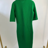 Safiyaa Green Knitted Midi Dress with Button Collar Detail Size S (UK 8)