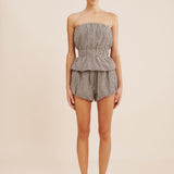 Posse - AURELIA STRAPLESS TOP - GINGHAM