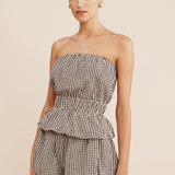 Posse - AURELIA STRAPLESS TOP - GINGHAM