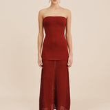 Posse - ROMY STRAPLESS DRESS - CHILLI