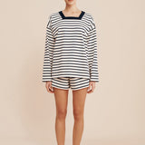 Posse - ARCHIE LONG SLEEVE TOP - NAVY STRIPE