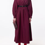 GABRIELA HEARST - Ahmose Maxi Dress in Bordeaux Sea Island Cotton Poplin