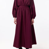 GABRIELA HEARST - Ahmose Maxi Dress in Bordeaux Sea Island Cotton Poplin